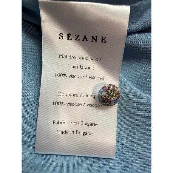 Sézane Aurena Mini Dress Vintage Blue Praire FR 46/US 14 Romantic Boho - Picture 5 of 16